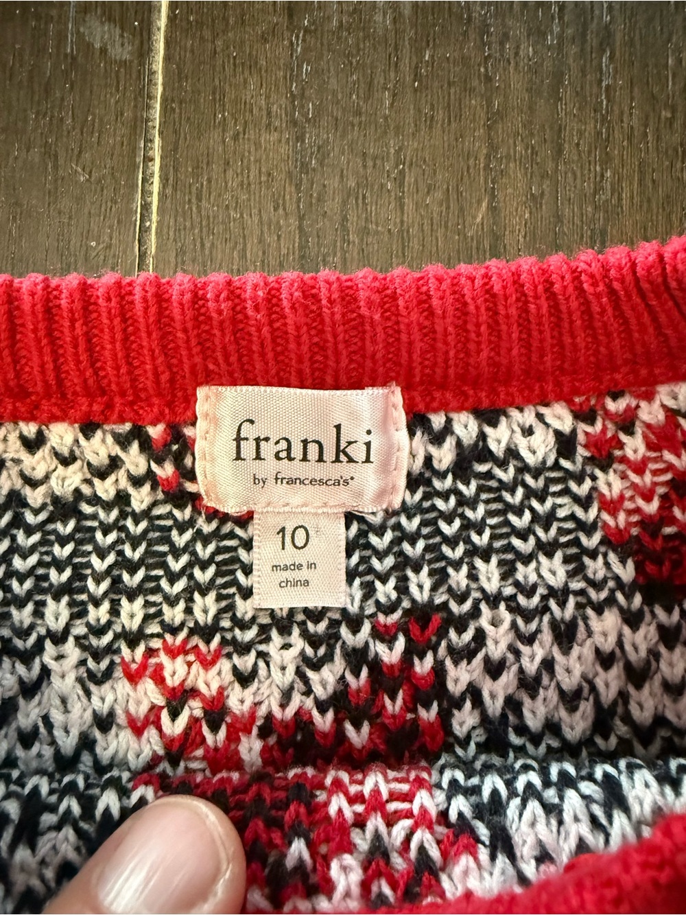 Frankie Red Knit Sweater with French Bulldog Motif. - Picture 2 of 5